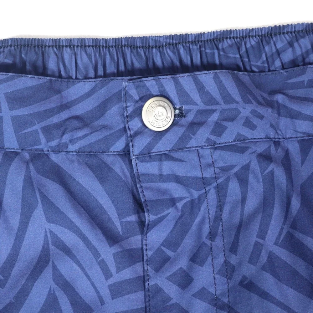 Peter Millar Swim Trunks Mens XXL Blue Palm Leaf Crown Crafted Board Shorts